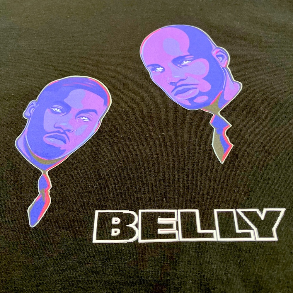 “Belly” Movie Cover Black Light Entrance Nas DMX Men’s Black Tee